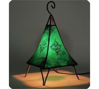 Lampe orientale Lampe au henné Lampe marocaine en cuir Lampe de table Lampadaire Pyramide Orient 35-38 cm, vert
