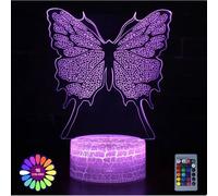 Lampe papillon 3D 16 couleurs avec télécommande, veilleuse LED créative, décoration de la maison, cadeaux pour petite amie, décor de