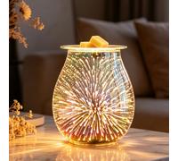 Lampe parfumée électrique en verre pour cire, feu d'artifice 3D, feu d'artifice artificiel, brûleur à huile de bougie, veilleuse, lampe décorative pour la maison, la chambre à coucher, le salon, le