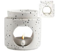 Lampe parfumée en céramique Jinfanshurich - Lampe aromatique avec photophore, brûleur d'encens, diffuseur d'huile et cire parfumée - Réchaud pour huiles essentielles - Noir/Multicolore/Couleur d'encre