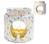 Lampe parfumée Jinfanshurich en céramique - Lampe aromatique avec photophore, brûleur d'encens, diffuseur d'huile essentielle et cire parfumée, réchaud pour huiles essentielles, bol