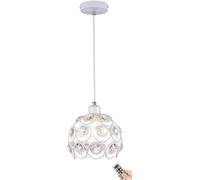 Lampe Pédant Fonctionnant sur Batterie Rechargeable avec Télécommande Et Ampoule Câblage en Cristal Lampe Suspendue Au Plafond Non Câblé Luminaire Suspendu pour îlo, White, 2 Pack