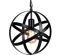 Lampe pendante industrielle à globe E27 Lanterne sphérique vintage avec câble d'alimentation et interrupteur ON/OFF de 14,76 pieds pour salon, cuisine, restaurant (sans ampoule)