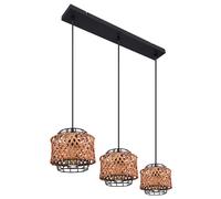 Lampe pendante Lampe suspendue Cage Design Bamboo Weave Black Natural Brown H120cm