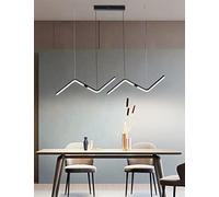 Lampe pendante LED moderne Salle à manger Dimmable avec télécommande Vagues forme de Z Luminaires pour îlots de cuisine Table à manger Hauteur réglable Pendentif métal Plafonnier (Noir, L120cm)