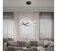 Lampe pendante moderne LED en spirale, 64W dimmable avec télécommande, hauteur réglable, pour le salon, la chambre à coucher, la salle à manger, l'îlot de cuisine (C - Noir)