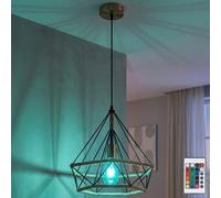Lampe Pendentif LED RGB Dimmable Avec Télécommande Câble en Chanvre Noir