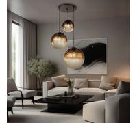 Lampe Pendentif Lumière Éclairage/Lampe de Salon LED en Verre Bille Ambre H 120