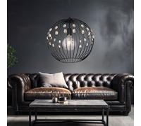 Lampe à suspendre avec cristaux Lampe de salon Suspension salle à manger, métal ambre, noir, 1x E27, DxH 40x120 cm