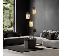 Lampe Pendentif Lumière Lampe Salle à Manger Verre Fumée Noir 3x E27 Salon