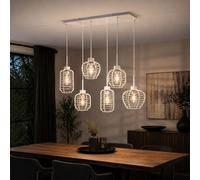 Lampe Pendentif Lumière Plafonnier Blanc Mat Grille Design Moderne H 120 CM
