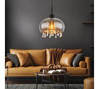 Lampe Pendentif Lumière pour Salle à Manger Plafonnier Verre de Cristal D 28 CM
