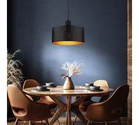 Lampe Pendentif Lumière Salle à Manger or Noir Bois E27 Luminaire de Cuisine