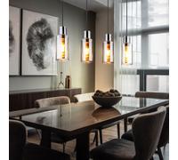 Lampe Pendentif Lumière Suspension 4 à Flammes Cuisine Couleurs Fumées L 82 CM