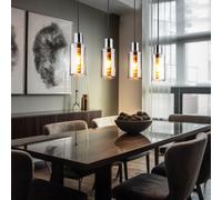 Lampe Pendentif Lumière Suspension 4 à Flammes Cuisine Couleurs Fumées L 82 CM