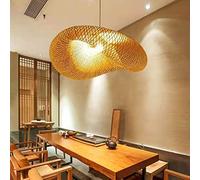 Lampe Pendentif Tissage Vintage Lampe Bambou Et Rotin Naturel Tissé Suspendu Creative Nostalgique Réglable E27 Lustre Restaurant Tea Room Chambre Salon Café Bamboo Lampes Suspendues