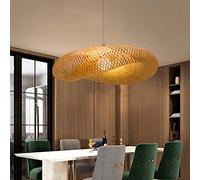 Lampe Pendentif Tissage Vintage Lustre Bambou Et Rotin Naturel Tissé Suspendu Creative Nostalgique Réglable E27 Suspension Restaurant Tea Room Chambre Salon Café Bamboo décoration lumière Suspendues