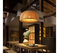 Lampe Pendentif Vintage Bambou Luminaire Suspendu Bambou Osier De Rotin Naturel Lampes Suspendues Nostalgique Réglable E27 Lustre Restaurant Tea Room Chambre Salon Café Plafonnier,60cm