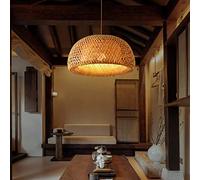 Lampe Pendentif Vintage Bambou Luminaire Suspendu Bambou Osier De Rotin Naturel Lampes Suspendues Nostalgique Réglable E27 Lustre Restaurant Tea Room Chambre Salon Café Plafonnier,45cm