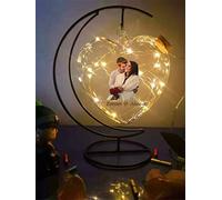 Lampe photo personnalisée en forme de coeur souhaitant une bouteille Je t'aime à la lune et à l'arrière de la lampe de nuit