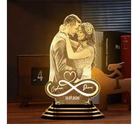 Lampe photo personnalisée en forme de cœur infini pour la Saint-Valentin, un anniversaire de mariage, cadeau romantique pour couple Nom personnalisé lampe de chevet 3D veilleuse LED en acrylique