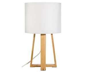 Lampe pied bois molu blanc