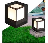 Lampe Pilier Carrée Aluminium Noir Finition Acrylique Abat-Jour E27 Poteau Extérieur Lanterne Lumière Décoration