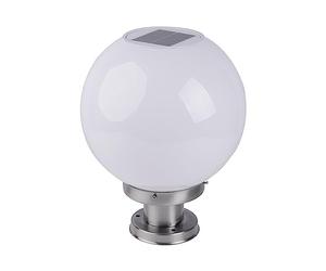 Lampe Pilier Portail Extérieur Lampe pilier solaire sphérique Colonne lumineuse LED étanche à l'eau et à la pluie Lampes de poteau en acier inoxydable Lanterne de jardin et de paysage(Size:25cm)