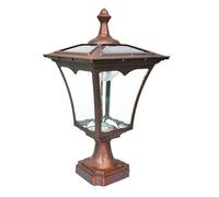 Lampe Pilier Retro Extérieur Lampe solaire sur poteau for l'extérieur Colonne Lumineuse en Aluminium Verre Clair Lampes Solaires for Poteaux en Bois Deck Fence Gate Column Driveway ( Color : Brass , S