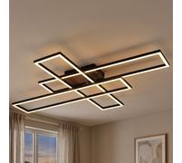 Lampe Plafond LED Globo Rectangle Moderne 80 cm Noir Métal Aspect Bois