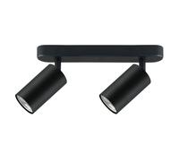 Maclean MCE452 B spot de plafond 2-flammes 2xGU10 douille pour ampoules LED & halogènes jusqu'à 35W plafonnier applique murale 55x100mm rotatif pivotant (2-flammes sans ampoules, noir)