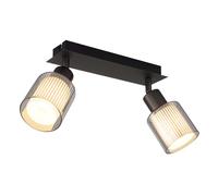 Lampe Plafonnier Spot Éclairage K LED 2 Flammes E14 Noir Chrome Verre Orientable