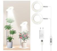 Lampe Plante à Deux Têtes, Lampe de Croissance pour Plantes d'Intérieur 9 Niveaux de Luminosité Et 3 Modes, LED Lampe de Croissance avec Minuterie ON/OFF Automatique 3/9/12H pour Petites Plantes