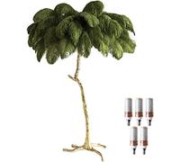 Lampe Plume d'Autruche, Lampadaires pour Salon avec Ampoule LED 3 Températures de Couleur, Lampadaire avec Interrupteur à Pied, Corps de Lampe Doré, pour salon, chambre à coucher, bureau