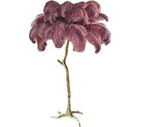 Lampe Plume d'Autruche, Lampadaires pour Salon avec Ampoule LED 3 Températures de Couleur, Lampadaire avec Interrupteur à Pied, Corps de Lampe Doré, pour Salon, Chambre à Coucher, Bureau