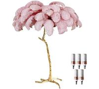 Lampe Plume d'Autruche, Lampadaires pour Salon avec Ampoule LED 3 Températures de Couleur, Lampadaire avec Interrupteur à Pied, Corps de Lampe Doré, pour salon, chambre à coucher, bureau