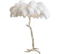 Lampe Plume d'Autruche, Lampadaires pour Salon avec Ampoule LED 3 Températures de Couleur, Lampadaire avec Interrupteur à Pied, Corps de Lampe Doré, pour Salon, Chambre à Coucher, Bureau