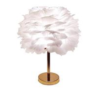 Lampe Plume,Mini lampe de table en plumes blanches,lampe a poser decorative de salon,Table Lampe De Chambre à Coucher avec Bouton Poussoir Lumière Tamisée Décorative Or Bureau Lit Veilleuse