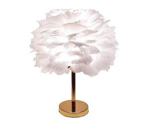 Lampe Plume,Mini lampe de table en plumes blanches,lampe a poser decorative de salon,Table Lampe De Chambre à Coucher avec Bouton Poussoir Lumière Tamisée Décorative Or Bureau Lit Veilleuse
