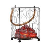 Lampe portable en fer forgé avec lumières LED intégrées, lanterne effet cheminée à piles pour automne, hiver, Halloween, Noël, maison, bar, café, décoration style A