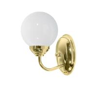 Lampe pour Salle de Bain Applique Murale Laiton Poli Blanc E14 Glas Echt-Messing