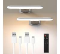 Lampe pour Tableau Batterie Rechargeable,Applique Murale d'intérieur LED Sans Fil,3 Températures de Couleur,Éclairage d`Art et Galerie,Lumiere pour Cible de Fléchettes,Blanc,Paquet de 2