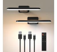 Lampe pour Tableau Batterie Rechargeable,Applique Murale d'intérieur LED Sans Fil,3 Températures de Couleur,Éclairage d`Art et Galerie,Lumiere pour Cible de Fléchettes,Noir,Paquet de 2