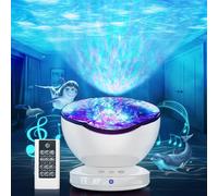 Lampe Projecteur LED Simulation des Vagues Océan, Veilleuse Enfant avec 8 Modes de Couleurs 6 Sons de Musique Télécommande Minuterie Lampe de Chevet pour Decoration Chambre Bébé
