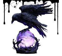 Lampe Raven - Décoration de bureau LED Violet Artistique Mystérieuse | Lampe Corbeau avec Lumineuse, pour chambre à coucher, dortoir appartement de chevet