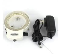 Lampe réglable d'illuminateur de lumière d'anneau de 6500K 144 LED for l'adaptateur 110V-240V de loupe de caméra de lentille de Microscope stéréo d'industrie(White)
