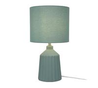Lampe Relaxdays, Pied céramique à Motifs, Abat-Jour Tissu, E14, HxP 42x23 cm, Lampe de Chevet avec câble, Menthe