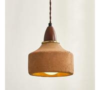 Lampe suspendue rétro en béton Wabi Sabi couleur café lampe suspendue en céramique, lampe suspendue en bois massif de style japonais lampe suspendue réglable en terre cuite du milieu du siècle, G9