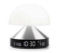 Lexon MINA Sunrise Reveil matin lumineux, simulateur d'aube et crépuscule, 5 sons naturels, lampe de chevet LED veilleuse et luminothérapie - couleur Aluminium