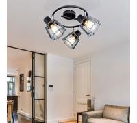 Lampe Rondelle De Plafond Noir En Bois Réglable Pour Le Salon